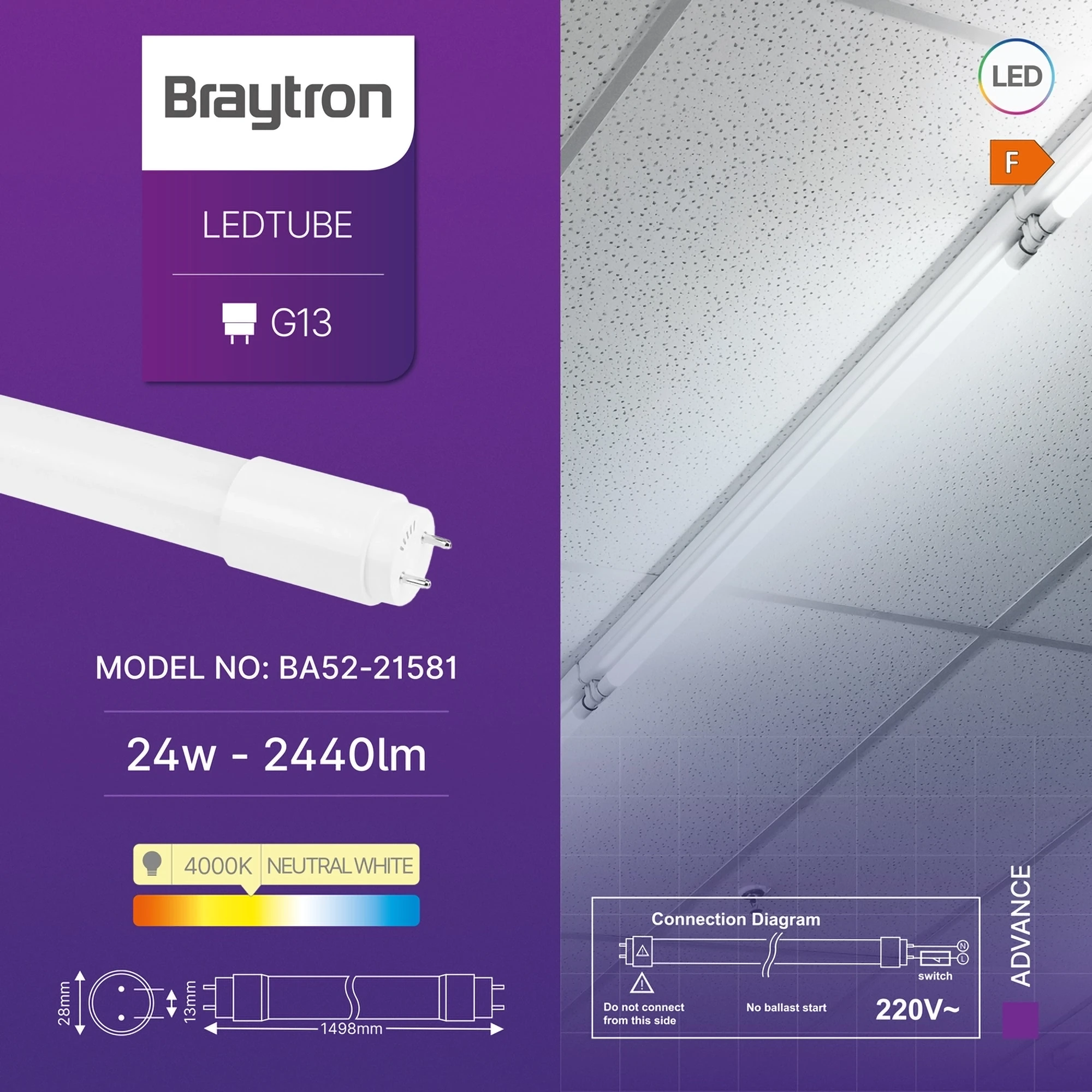 LED cev T8 24 W 150 cm jednostrana 4000K - Слика 3