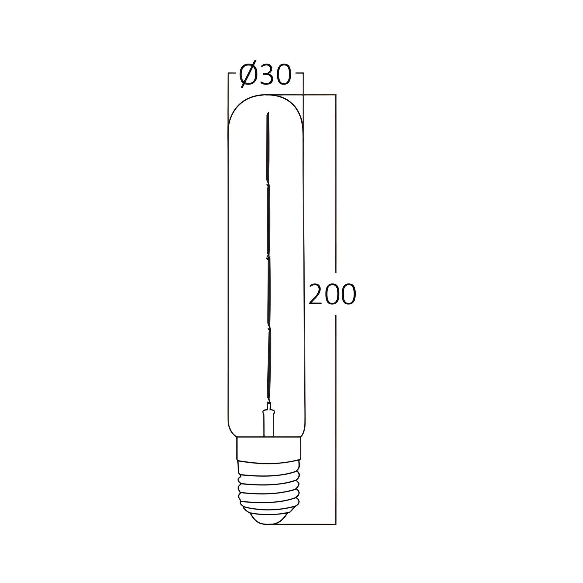 LED filament sijalica T30 cev dimabilna 6W E27 amber 2200K Braytron Advance - Слика 3