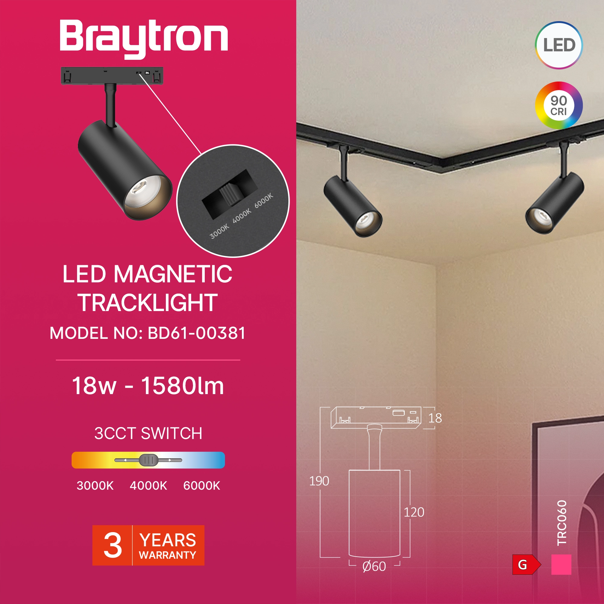 Magnetni spot reflektor 18W CCT 48VDC MagLine - Слика 3