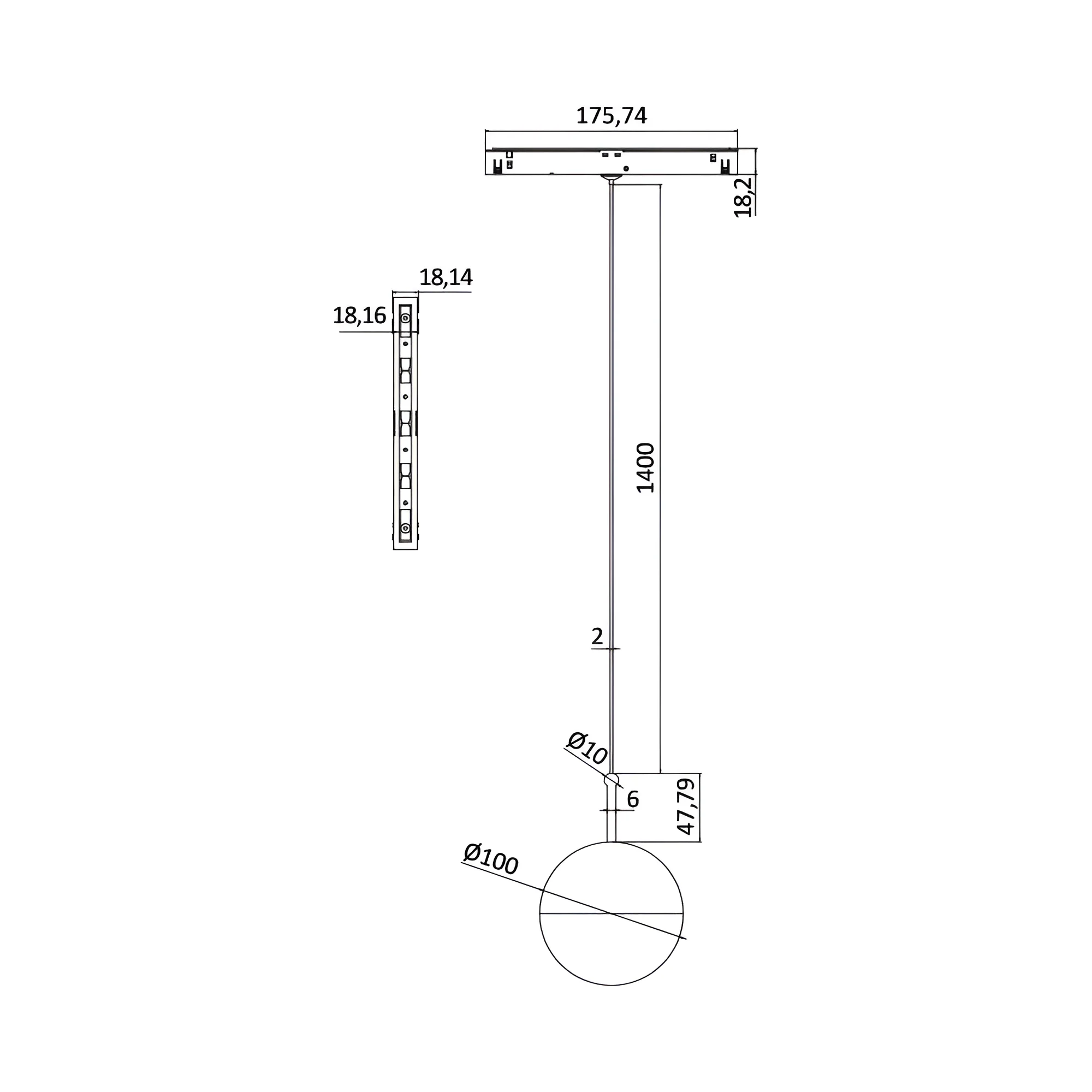 Magnetni viseći spot 7W 3000K 48VDC MagLine Pendant - Слика 3