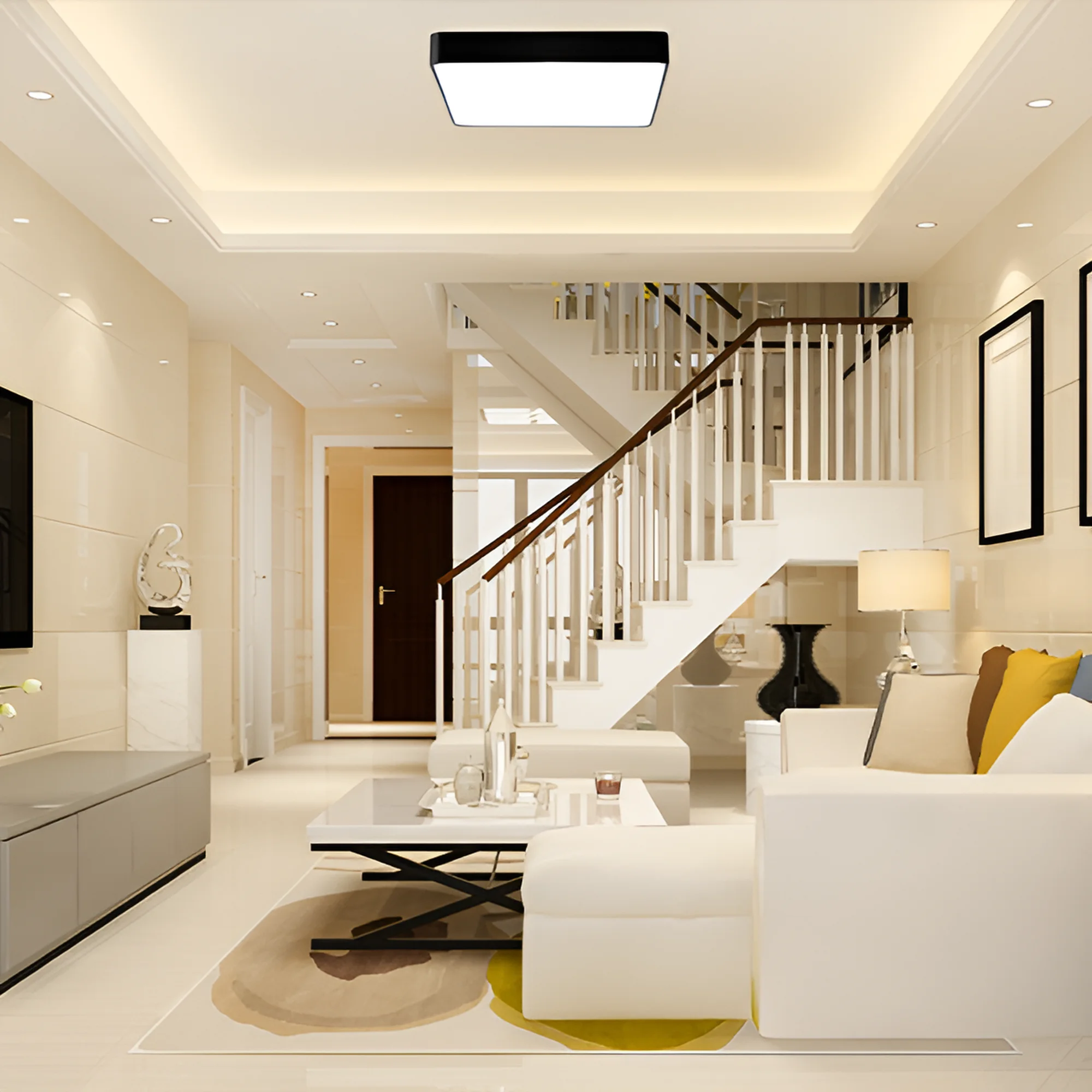 LED plafonjera kvadratna 500x500 45W CCT crna sa daljinskim Braytron Blade - Слика 2