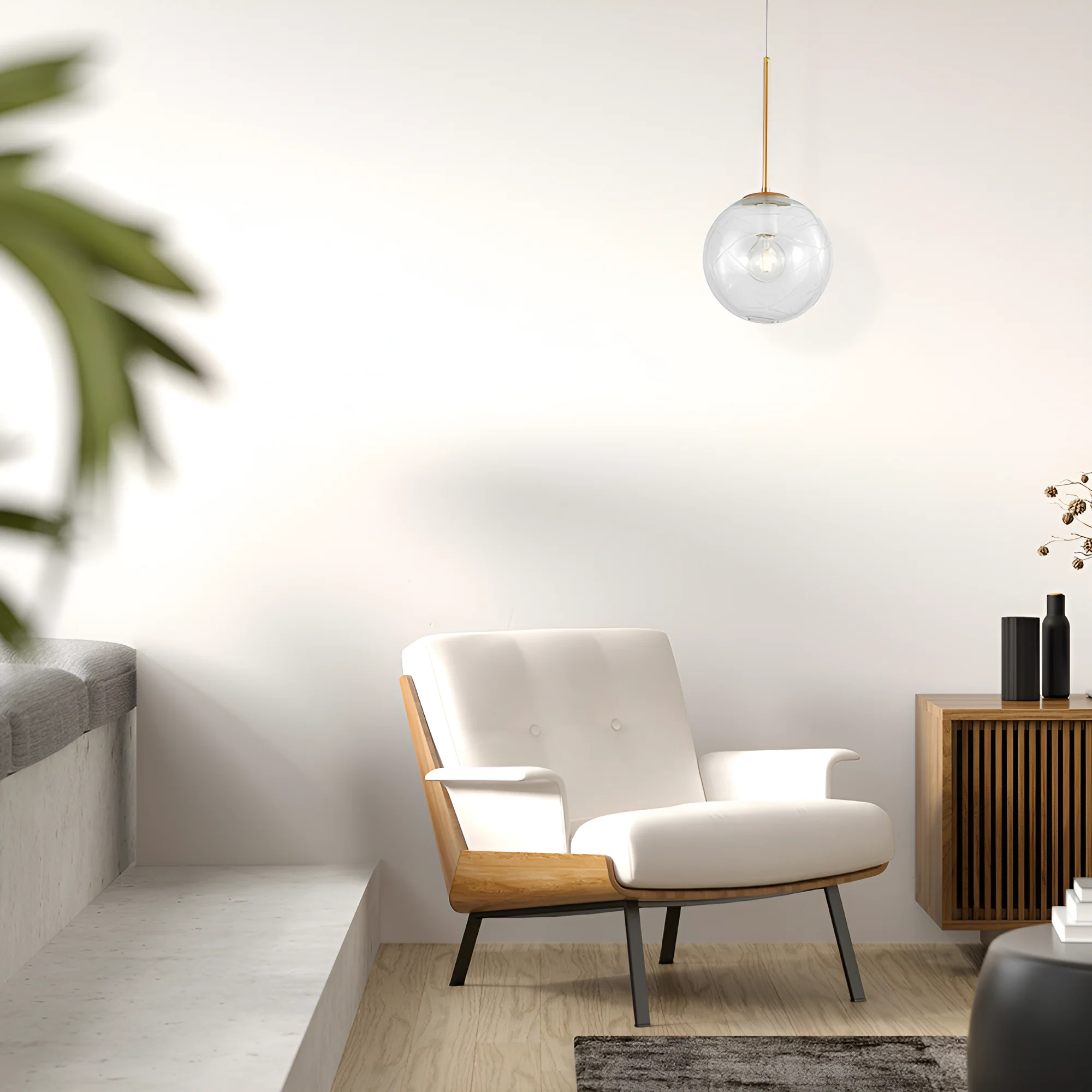 Viseća lampa 1×E27 zlatna, kuglasti abažur od providnog stakla Glass S002 - Слика 2