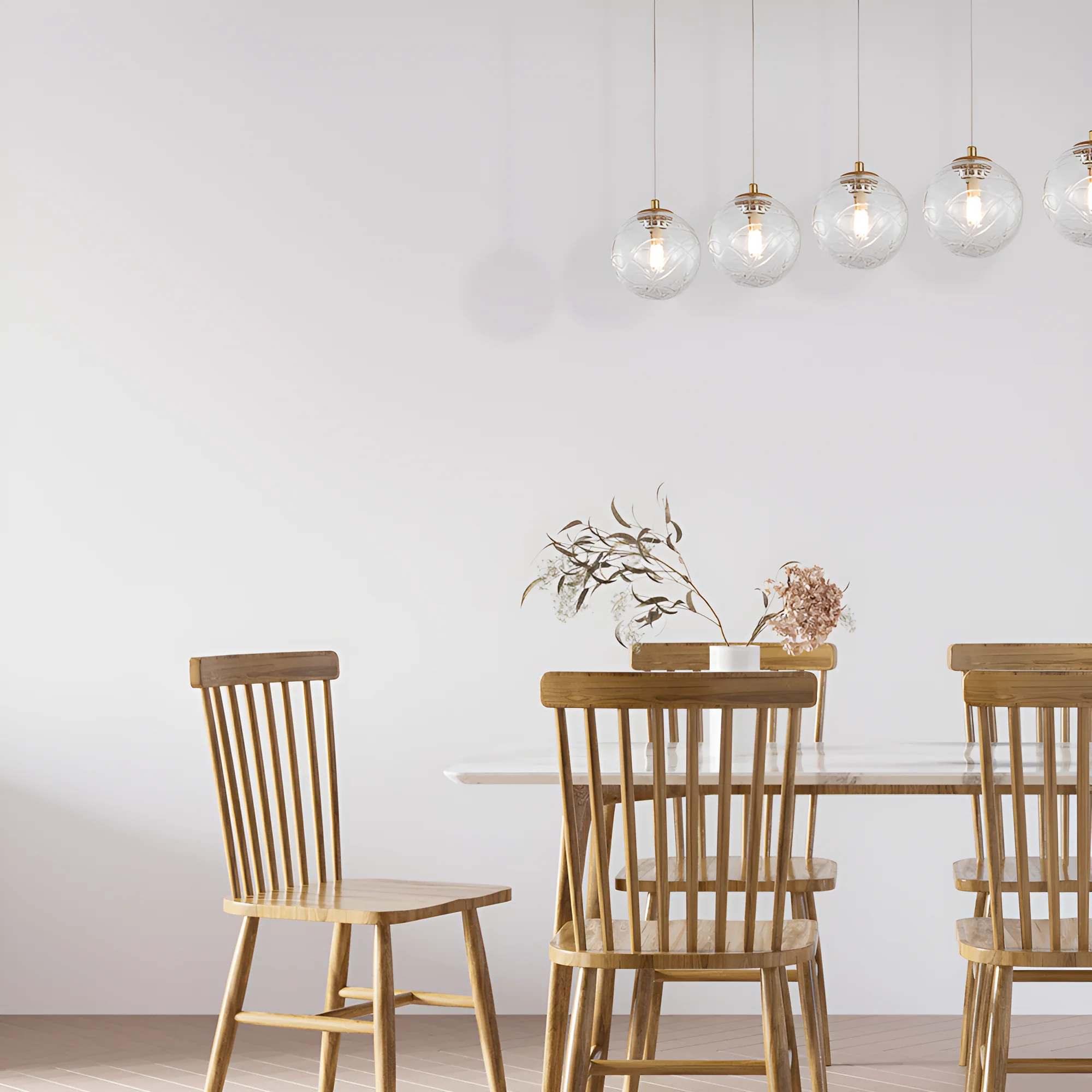 Viseća lampa 5×G9 zlatna, linearna šina sa sferama od providnog stakla Glass S002 - Слика 2