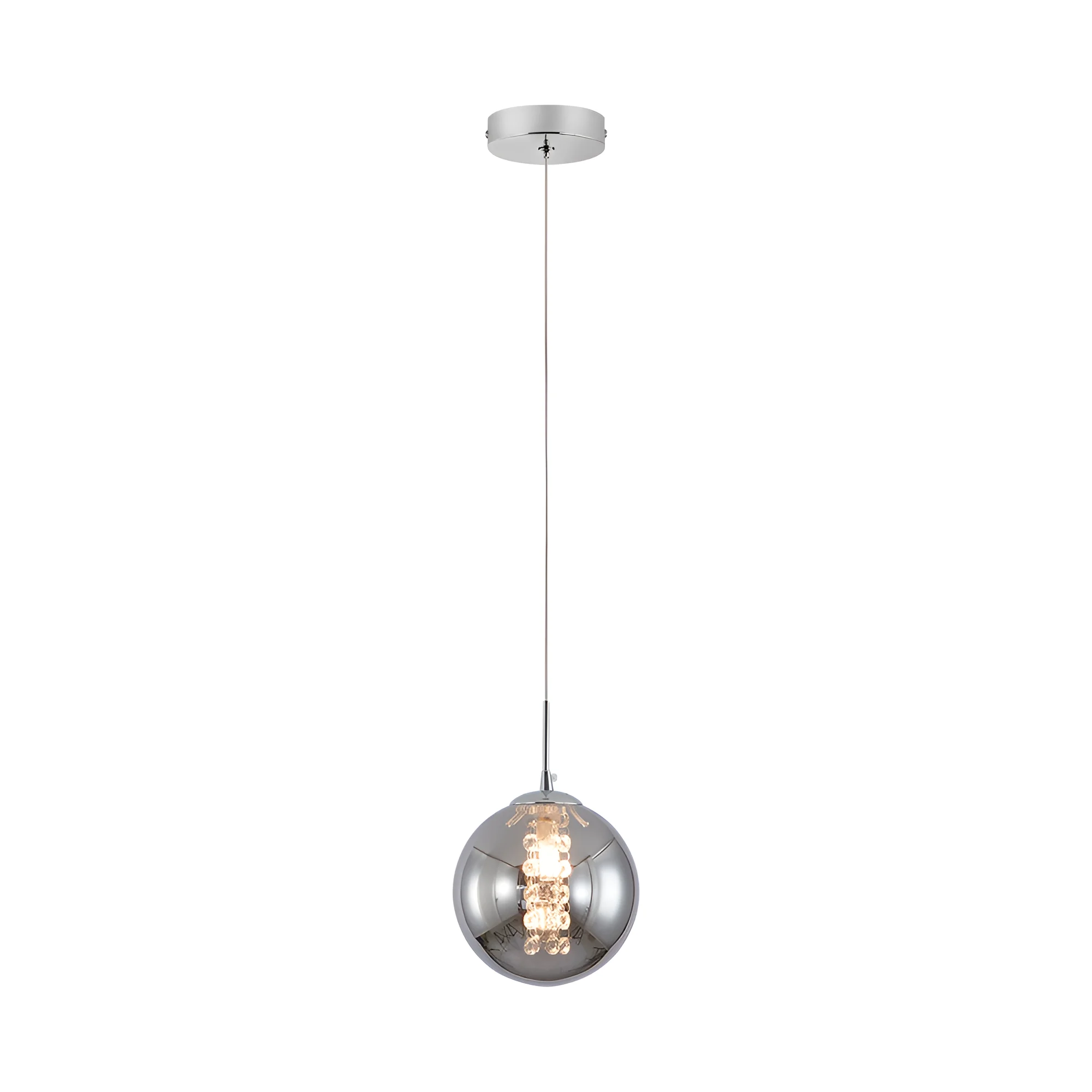 Viseća lampa 1×G9 hromirana, cilindrični abažur od dimljenog stakla Glass S003