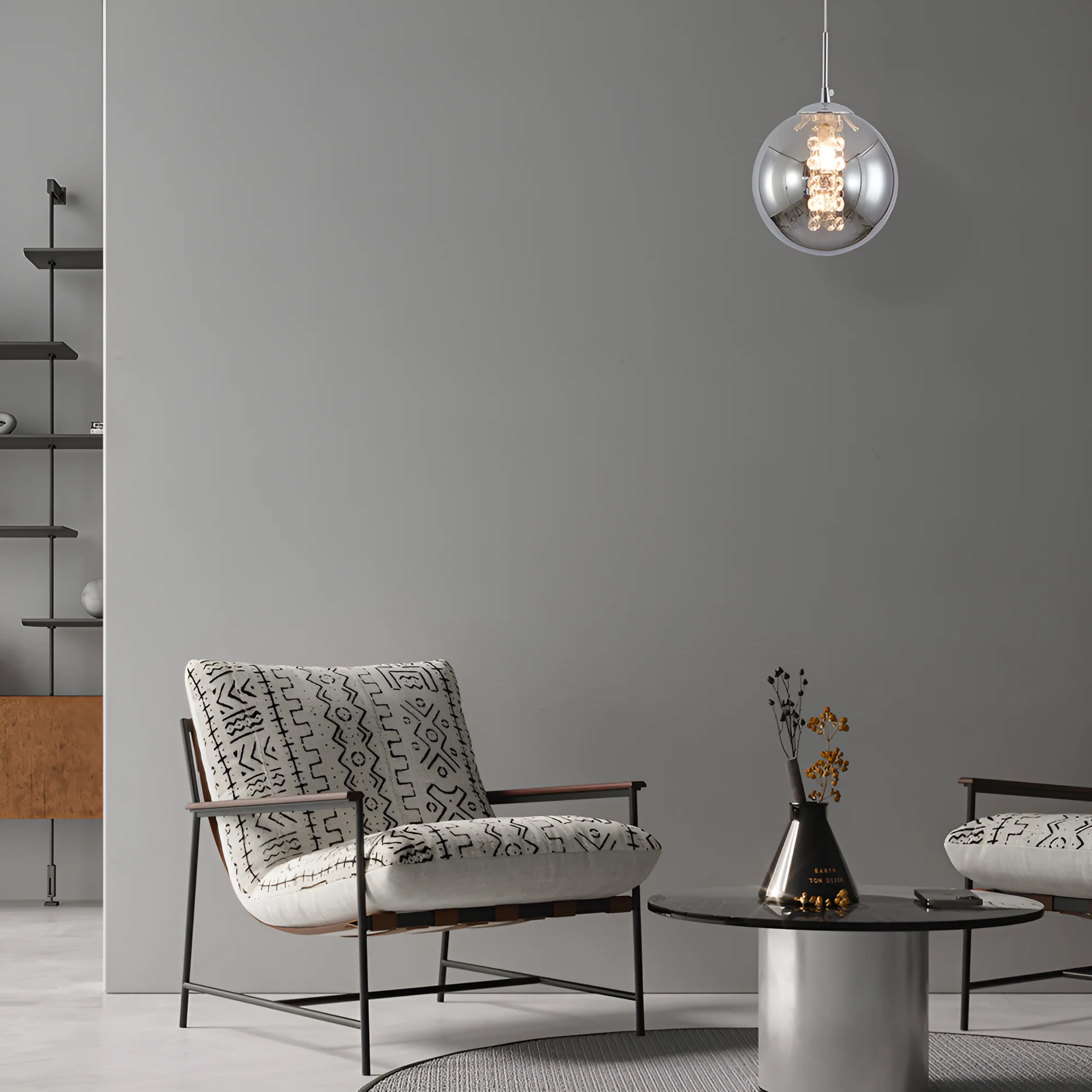 Viseća lampa 1×G9 hromirana, cilindrični abažur od dimljenog stakla Glass S003 - Слика 2