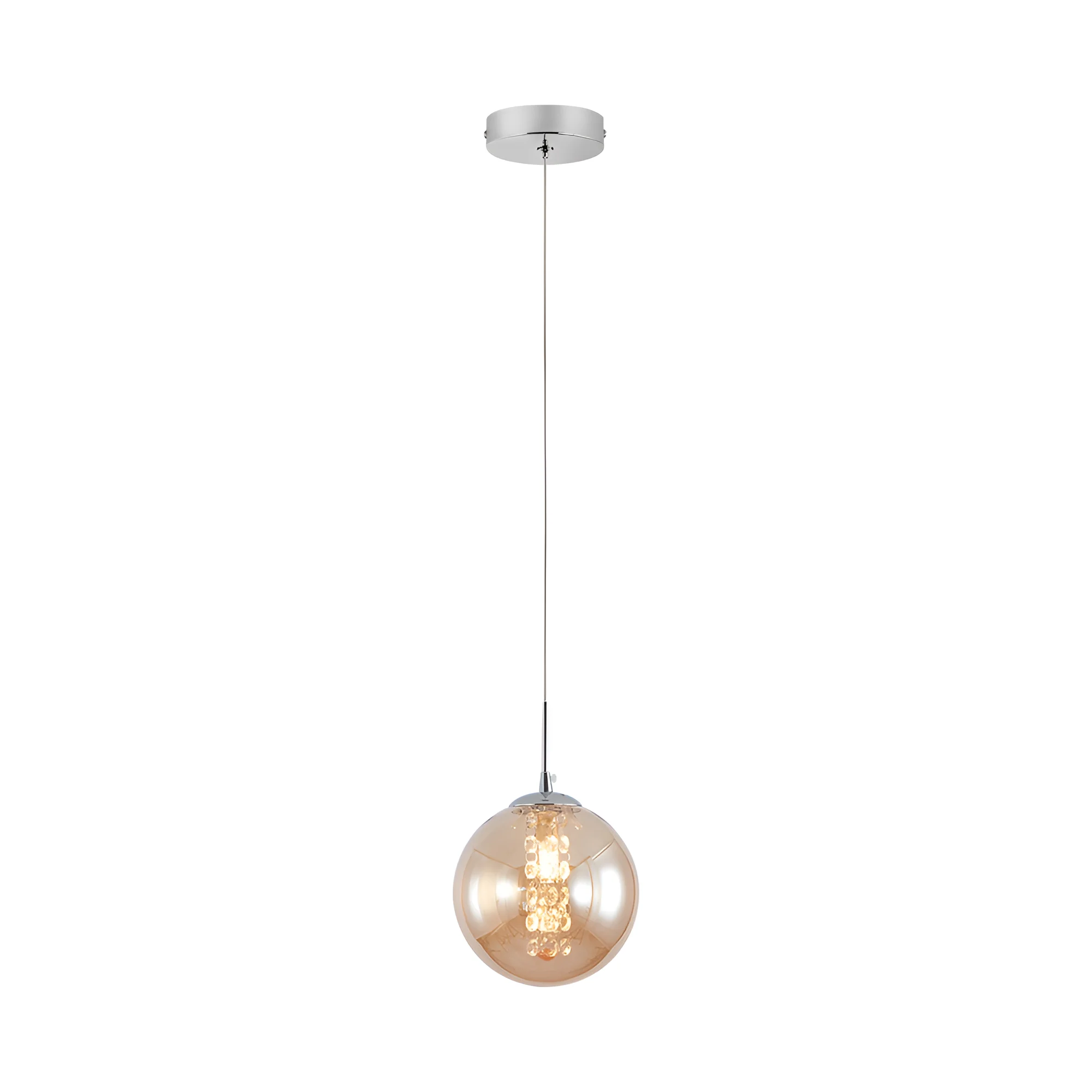 Viseća lampa 1×G9 hromirana, cilindrični abažur od ćilibarnog stakla Glass S003