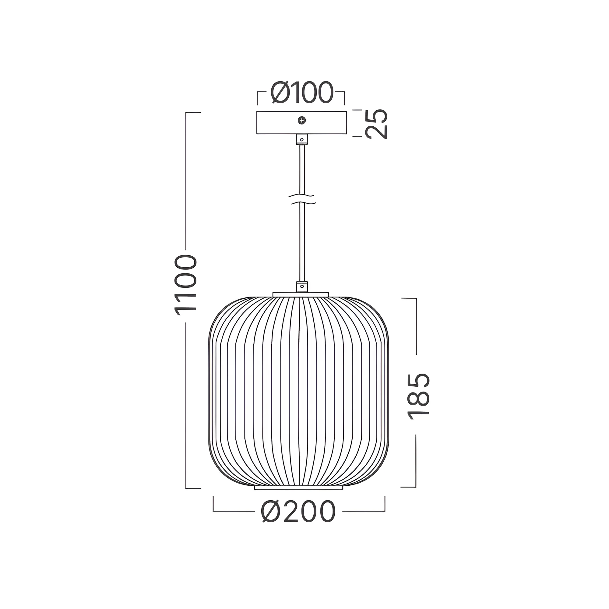 Braytron visilica jednogrla Opal rebrasto E27 crna BV01-00090 - Слика 4