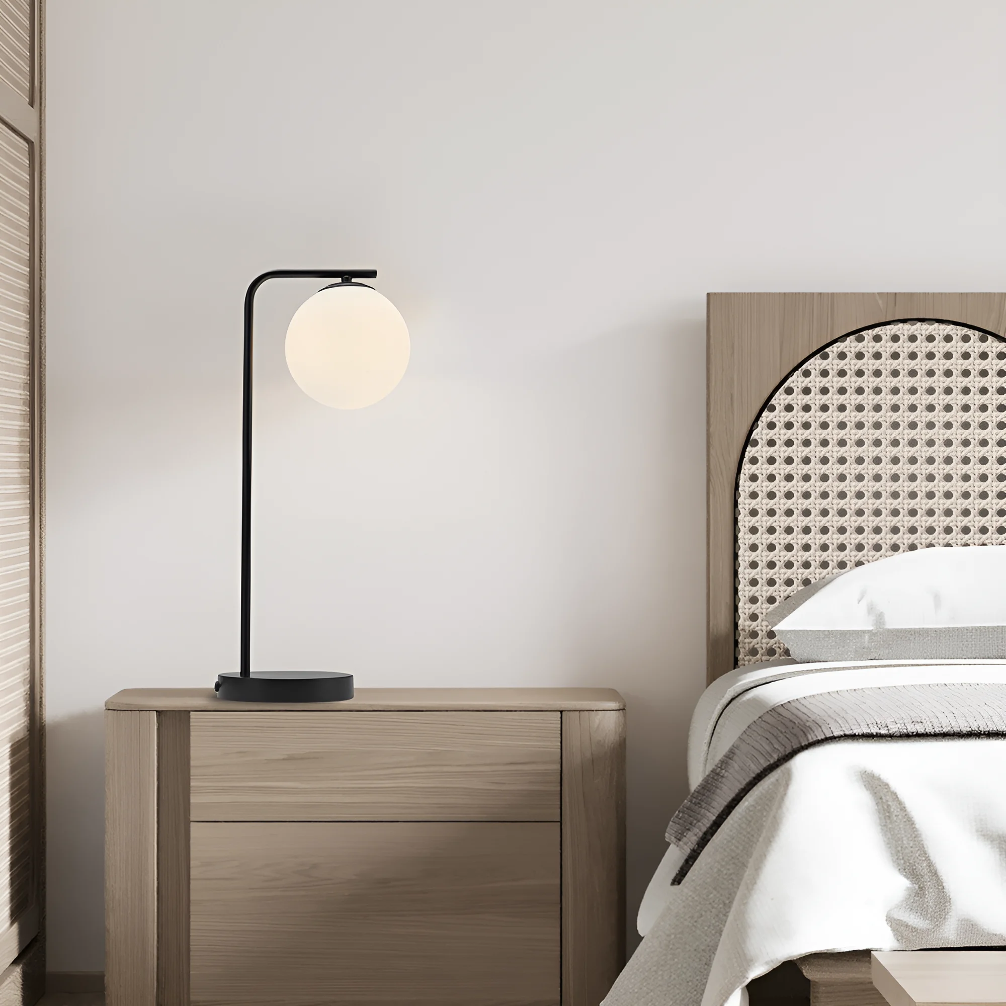 Stona lampa opalna kugla na stalku Opal/Crna grlo G9 - Слика 2