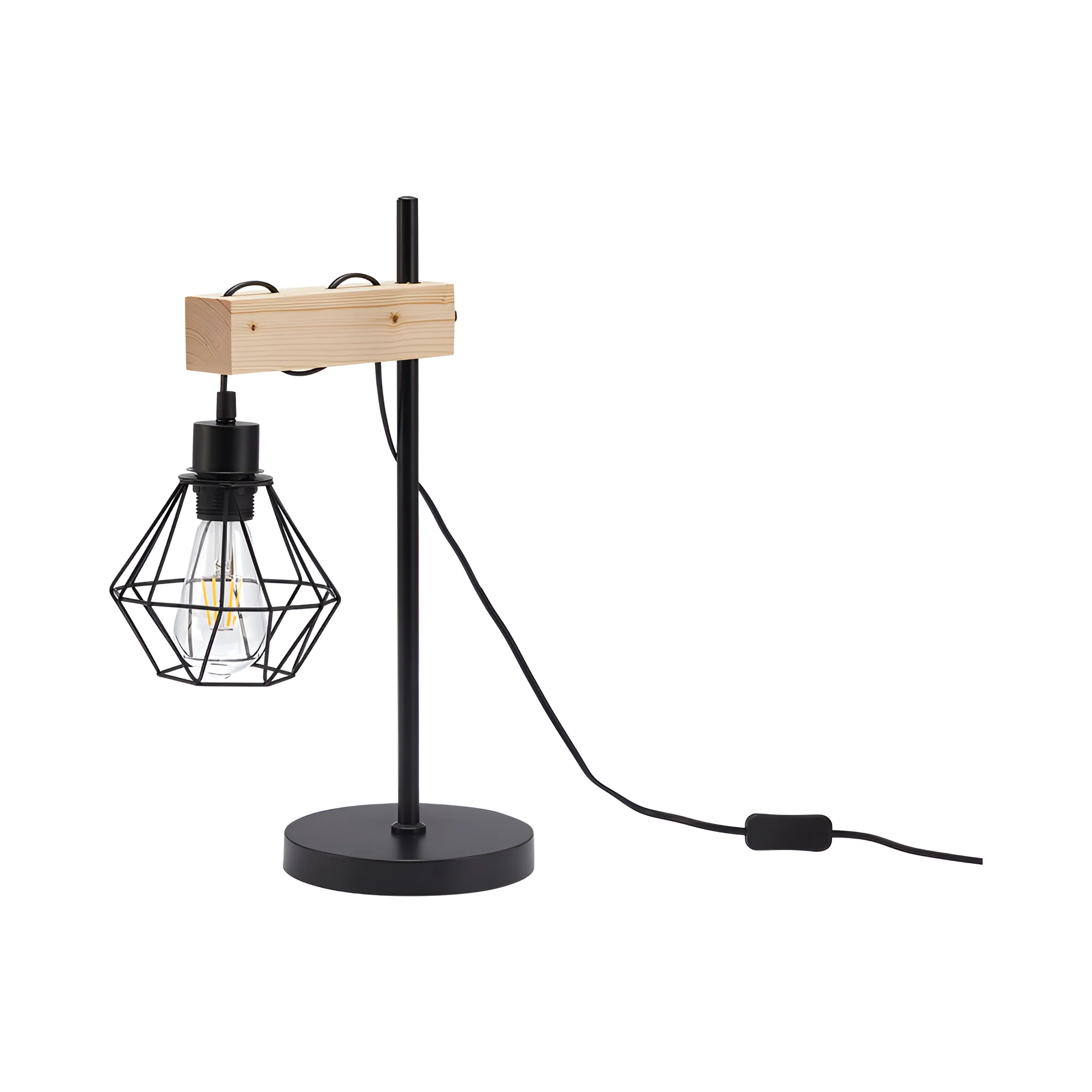 Stona lampa dijamant kavez sa drvetom Crna/Drvo grlo E27 - Слика 3