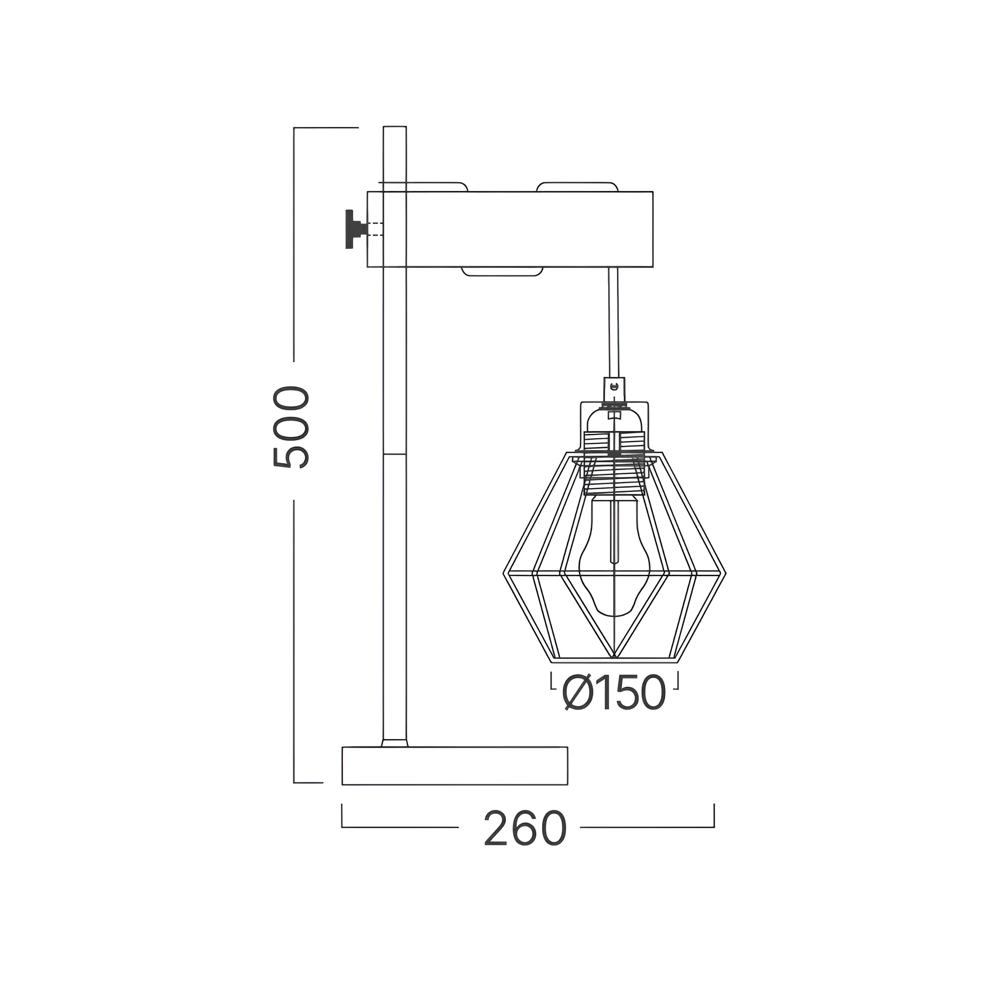 Stona lampa dijamant kavez sa drvetom Crna/Drvo grlo E27 - Слика 4