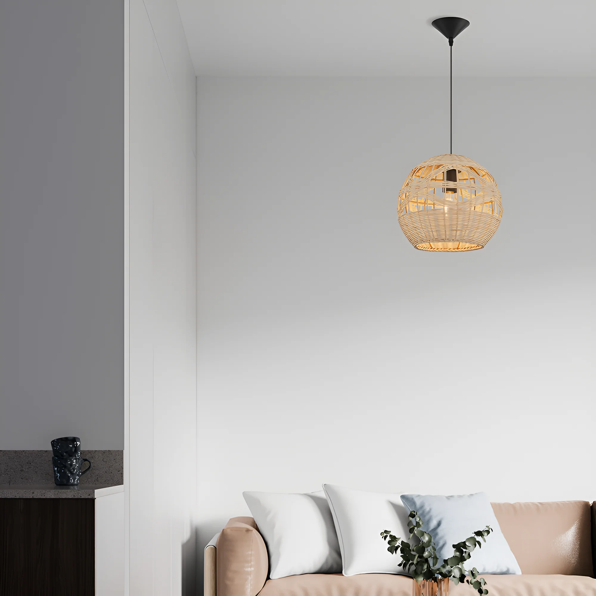 Viseća lampa 1×E27 od ratana, mali pleteni abažur serije Rattan D003 - Слика 2