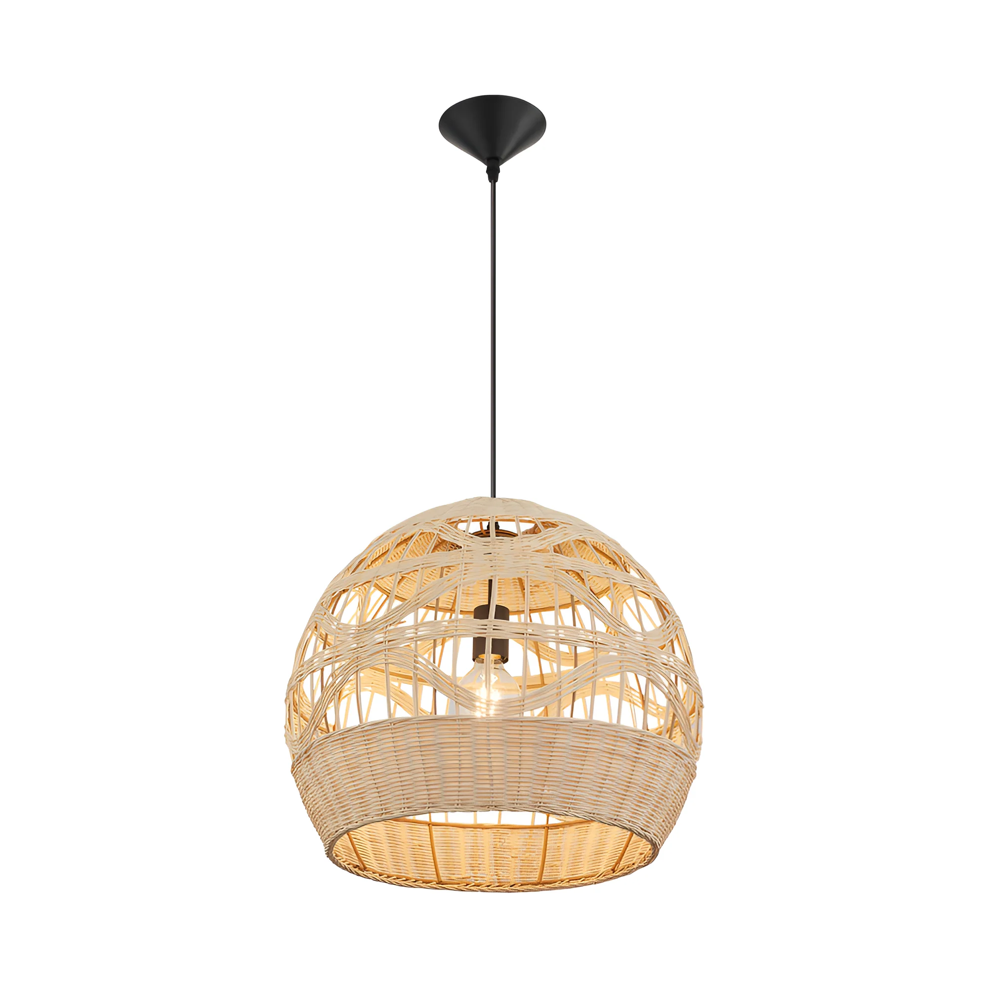Viseća lampa 1×E27 od ratana, srednji pleteni abažur serije Rattan D003