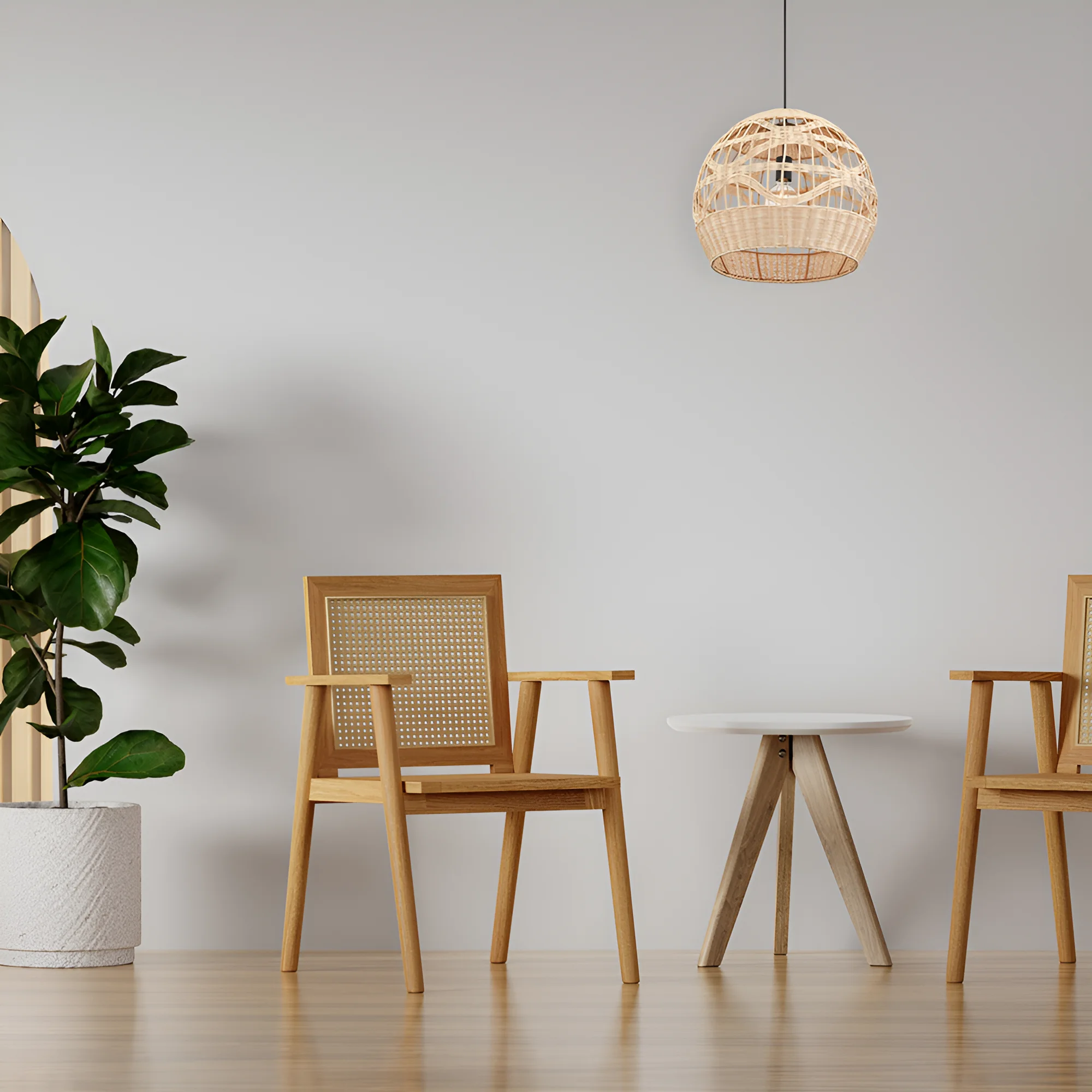 Viseća lampa 1×E27 od ratana, srednji pleteni abažur serije Rattan D003 - Слика 2