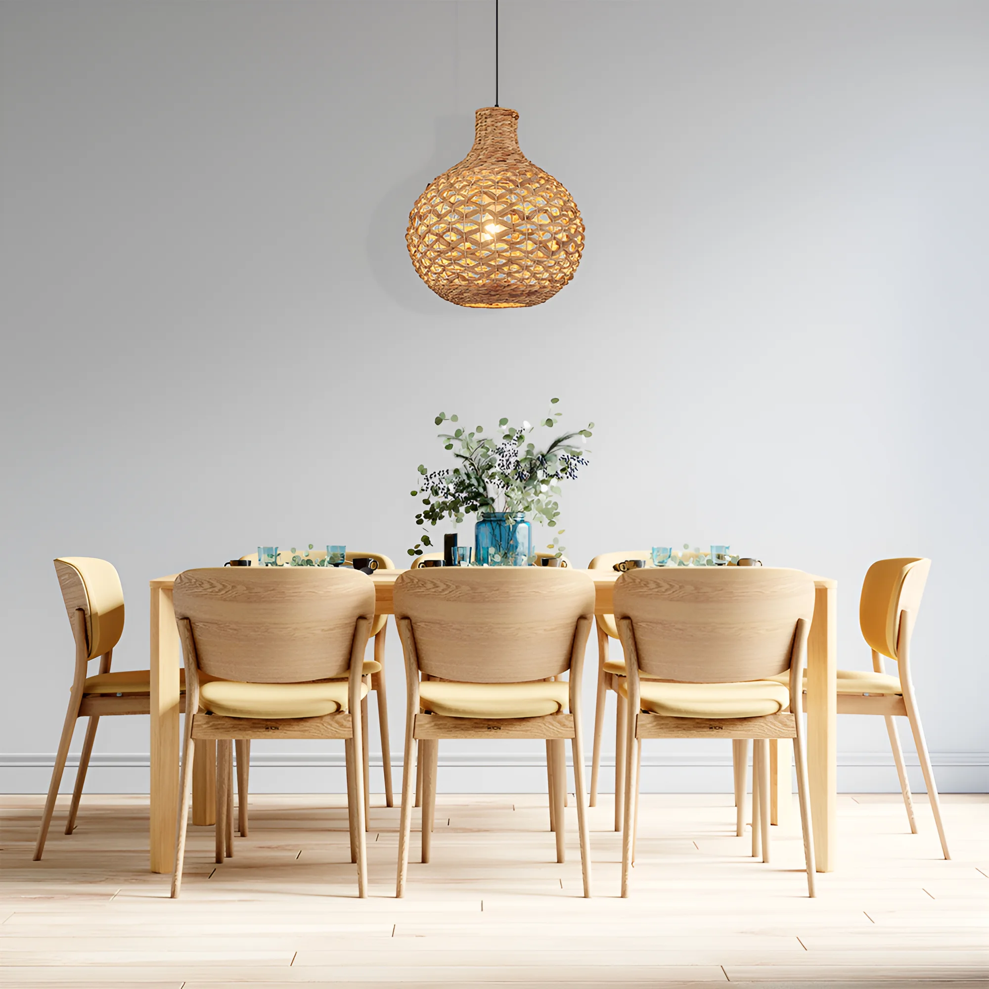 Viseća lampa 1×E27 od ratana, veliki pleteni abažur serije Rattan D003 - Слика 2