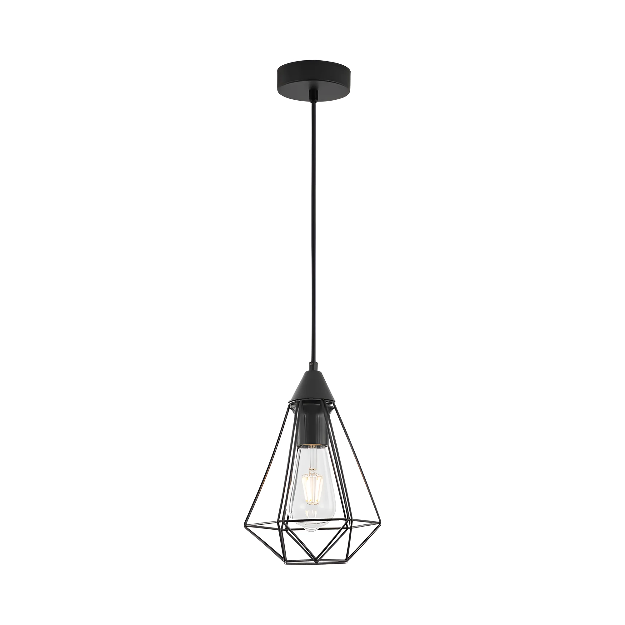 Viseća lampa 1×E27 crna sa žičanim kupastim kavezom serije Wire W003