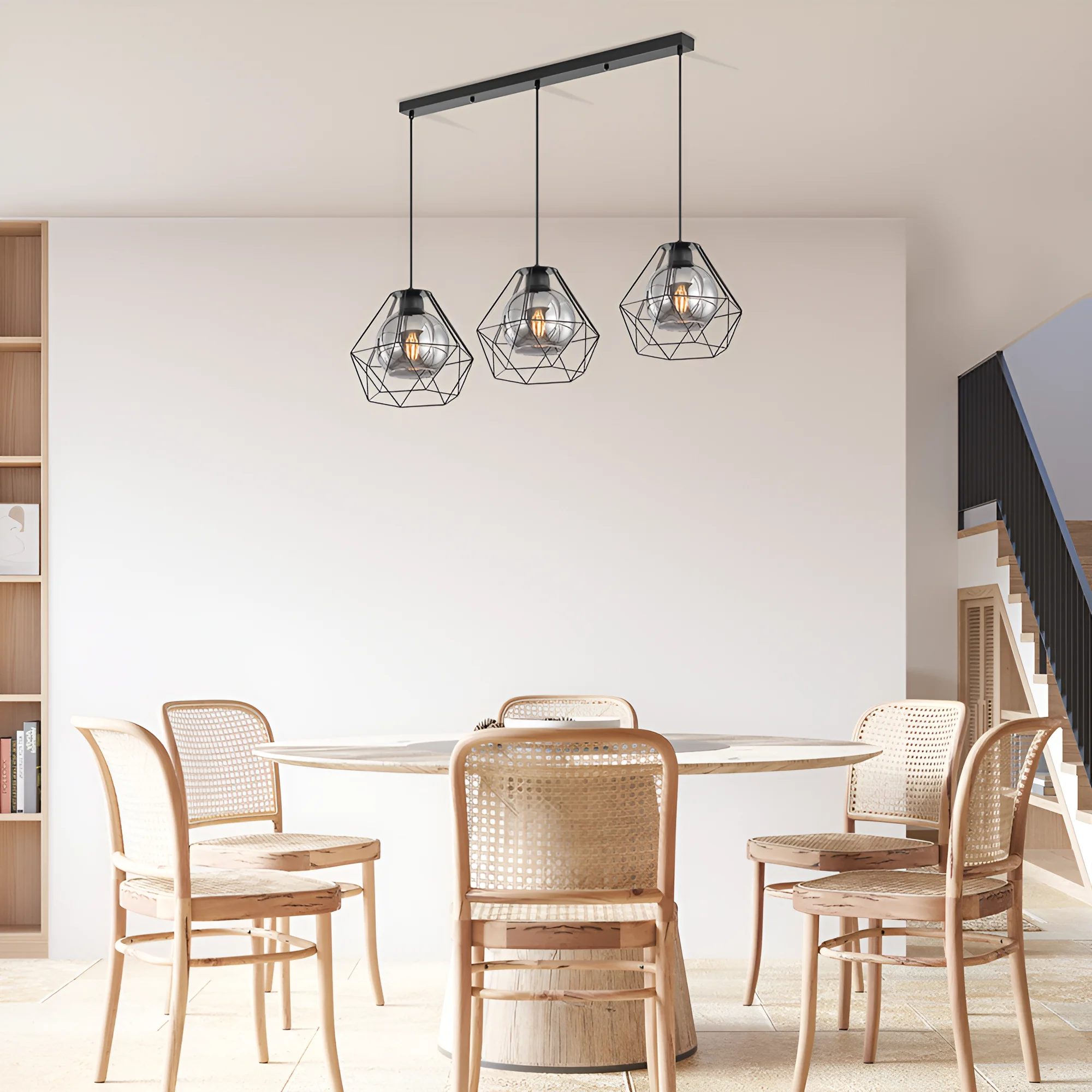 Viseća lampa sa šipkom 3×E27 crna, linearna serija Wire W004 - Слика 2