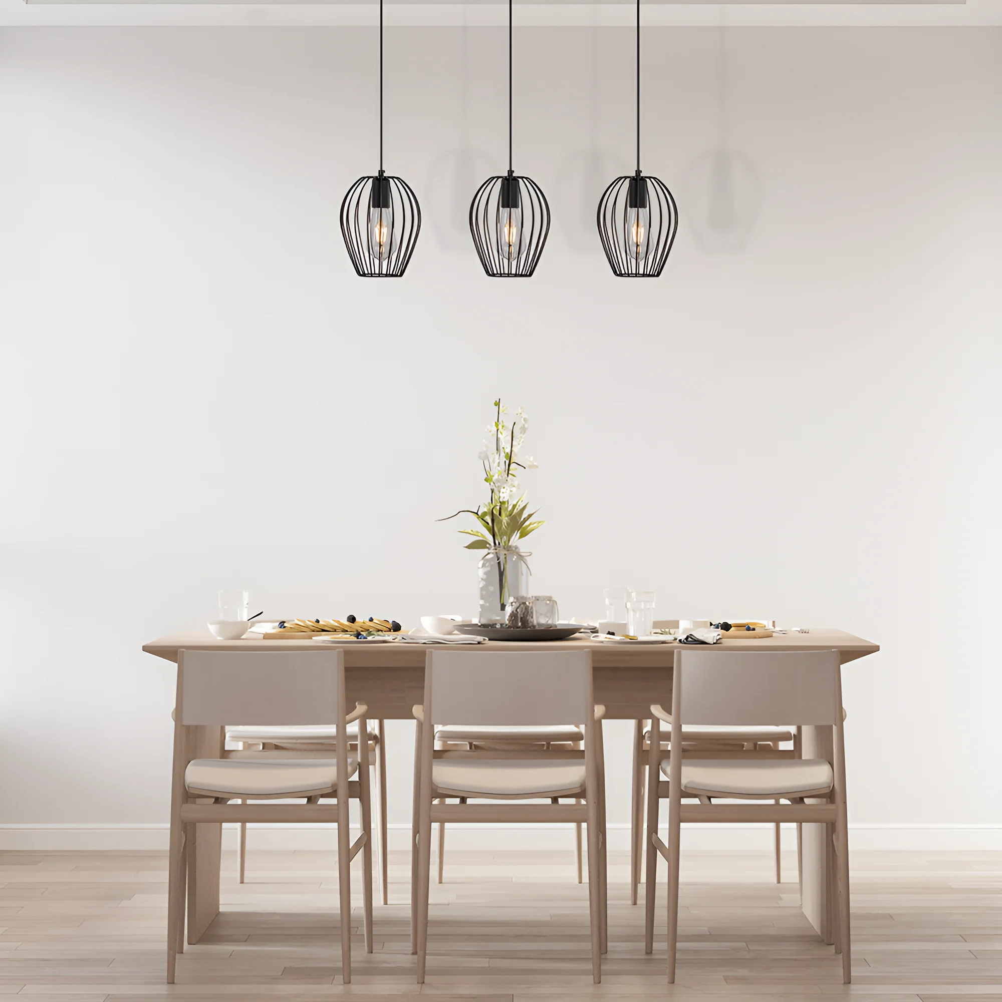 Viseća lampa sa šipkom 3×E27 crna, linearna serija Wire W005 - Слика 2