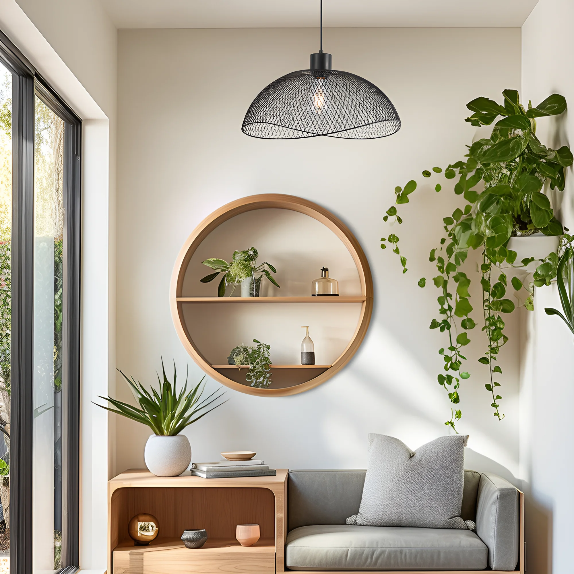Viseća lampa 1×E27 crna, široki plitki abažur serije Wire W006 - Слика 2