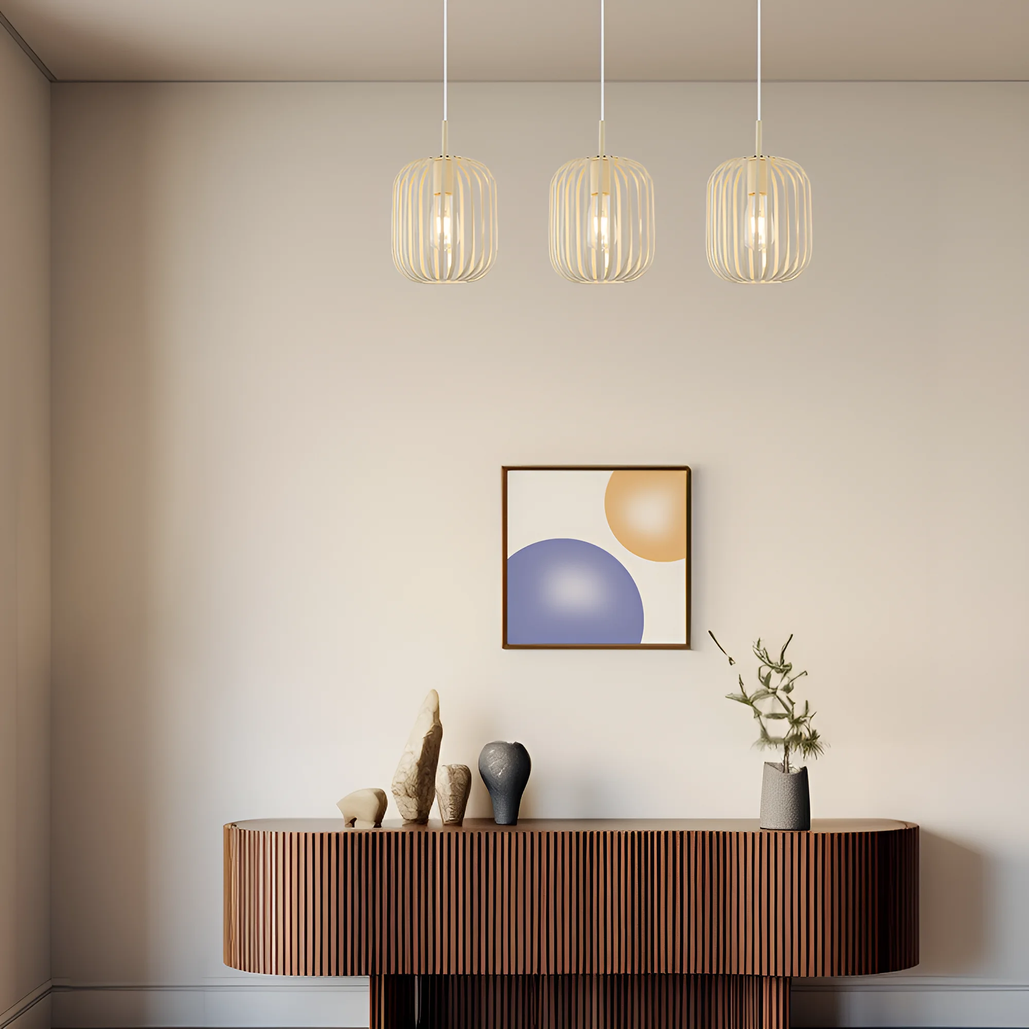 Viseća lampa sa šipkom 3×E27 bež, linearna serija Wire W007 - Слика 2
