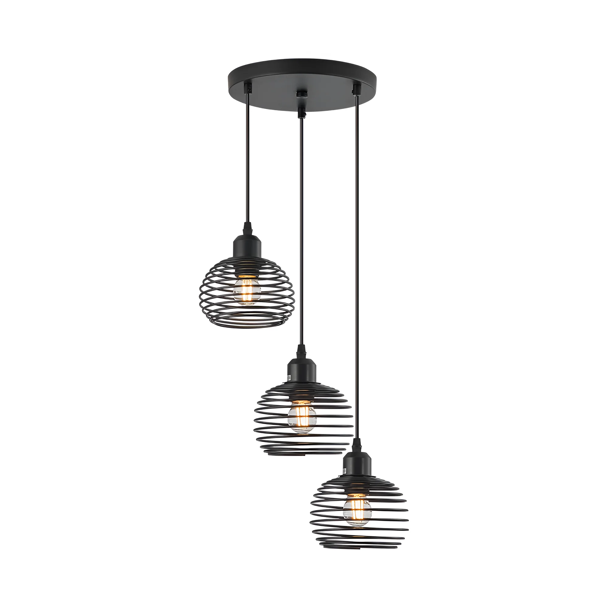 Viseća lampa 3×E27 crna, kompaktna rozeta serije Wire W008
