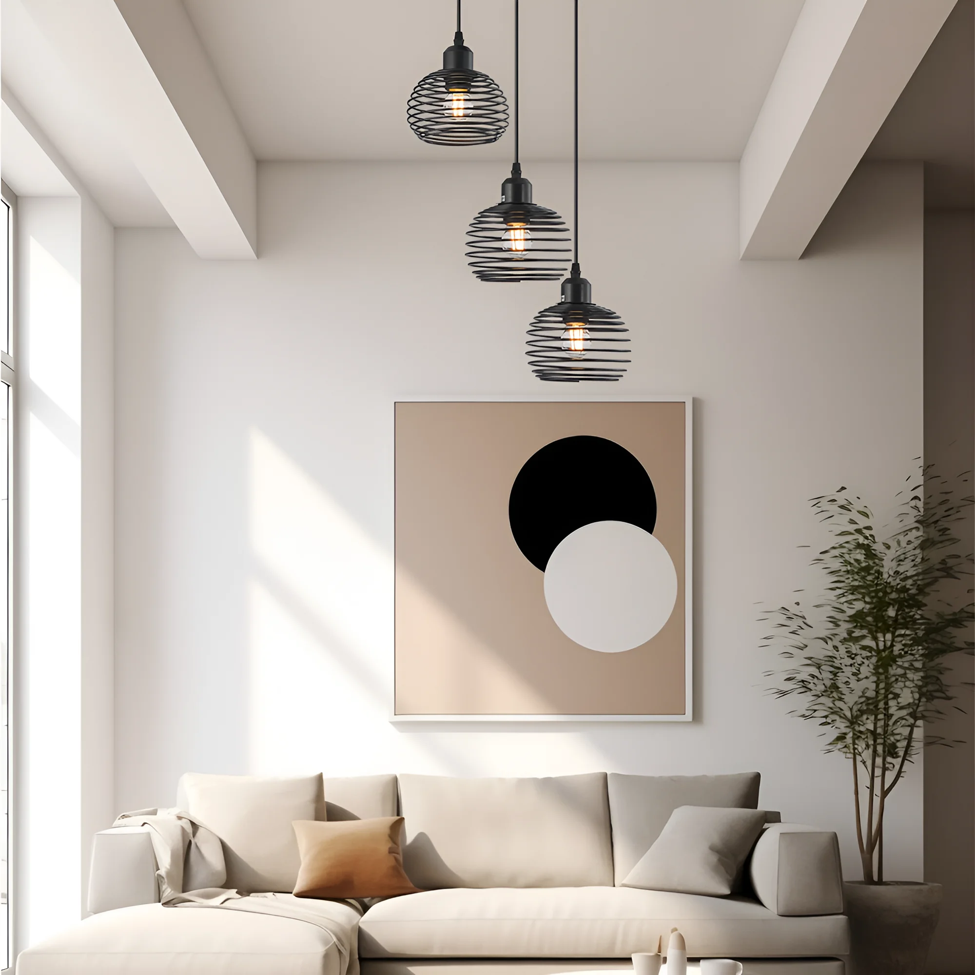 Viseća lampa 3×E27 crna, kompaktna rozeta serije Wire W008 - Слика 2