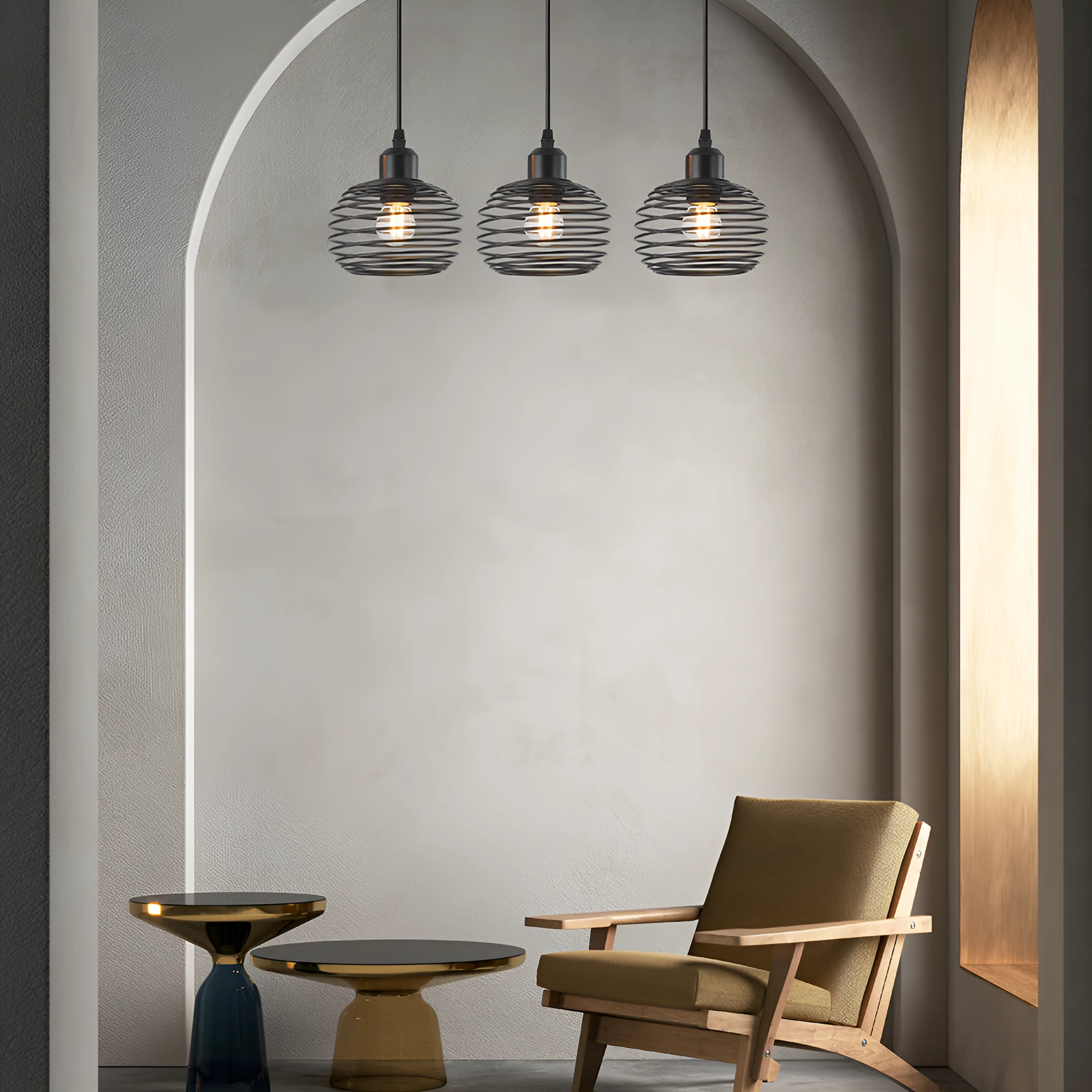 Viseća lampa sa šipkom 3×E27 crna, kraća linearna serija Wire W008 - Слика 2