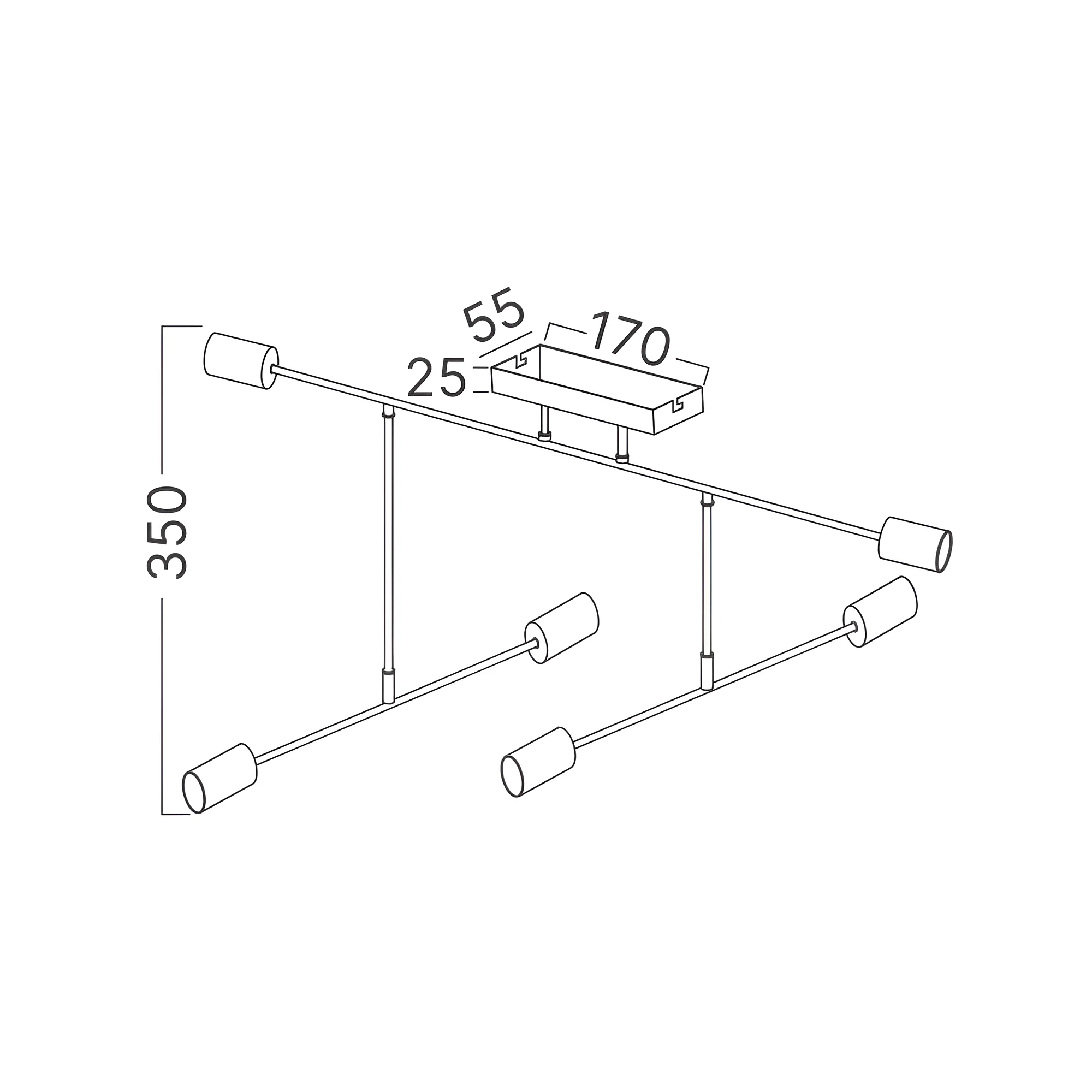 Plafonska svetiljka sputnik 6 grla E27 crna - Слика 4