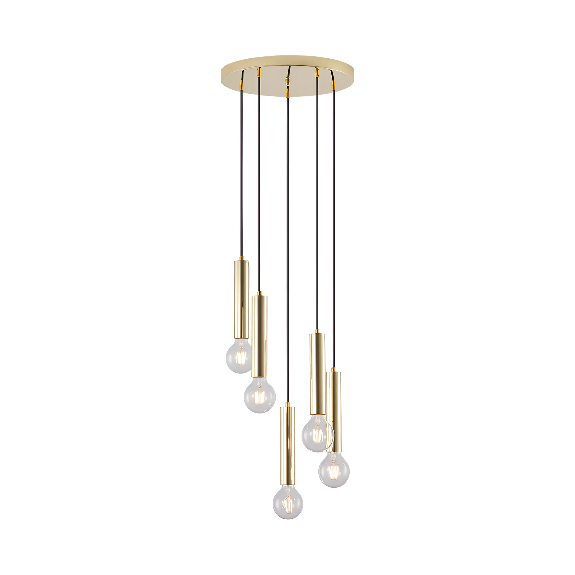 Viseća lampa 5×E27 zlatna, kružna rozeta serije Fixture G005