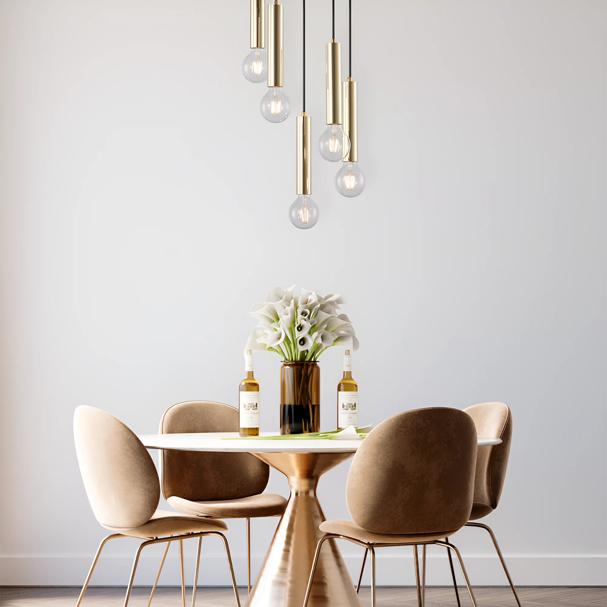Viseća lampa 5×E27 zlatna, kružna rozeta serije Fixture G005 - Слика 2