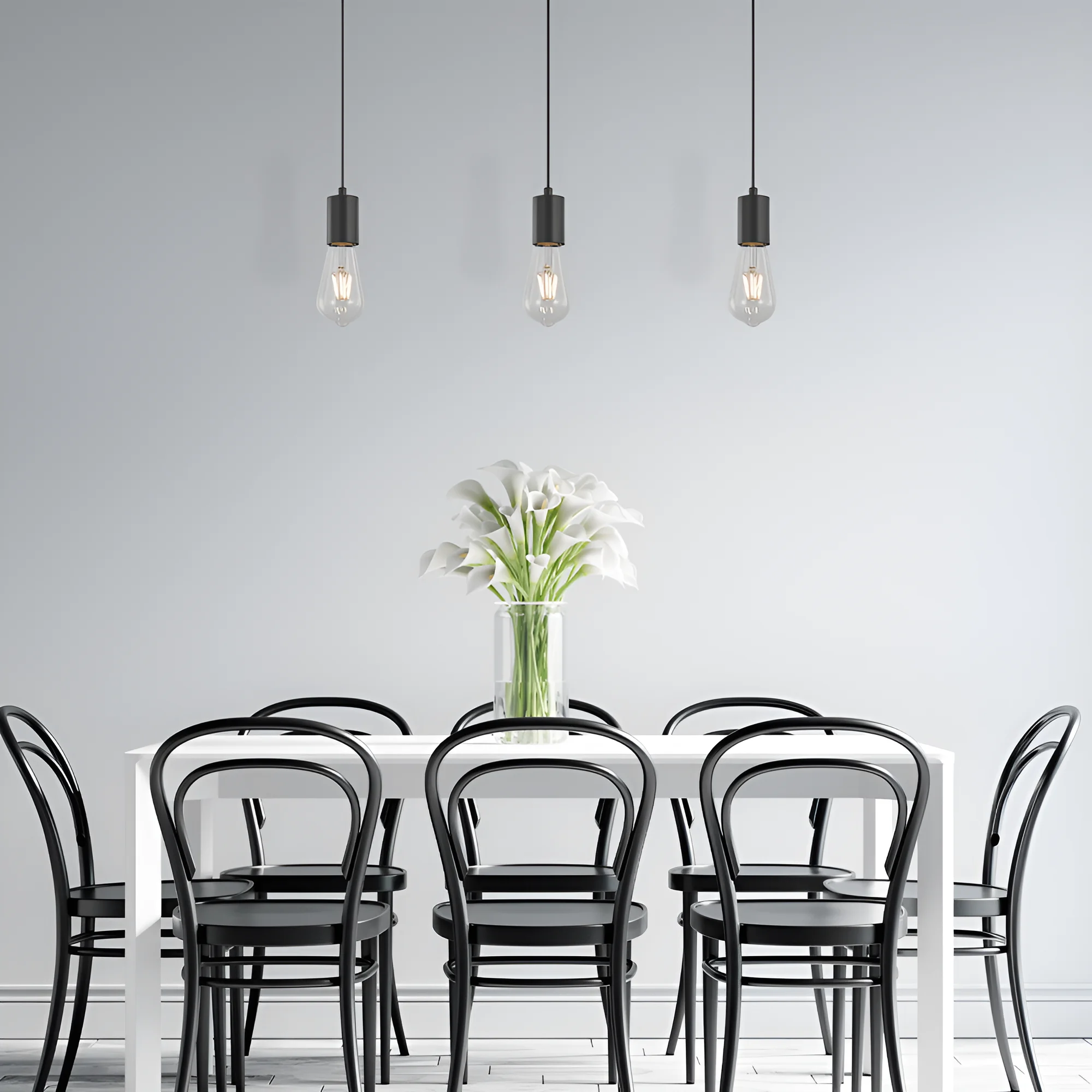 Viseća lampa sa šipkom 3×E27 crna, linearna serija Fixture G006 - Слика 2