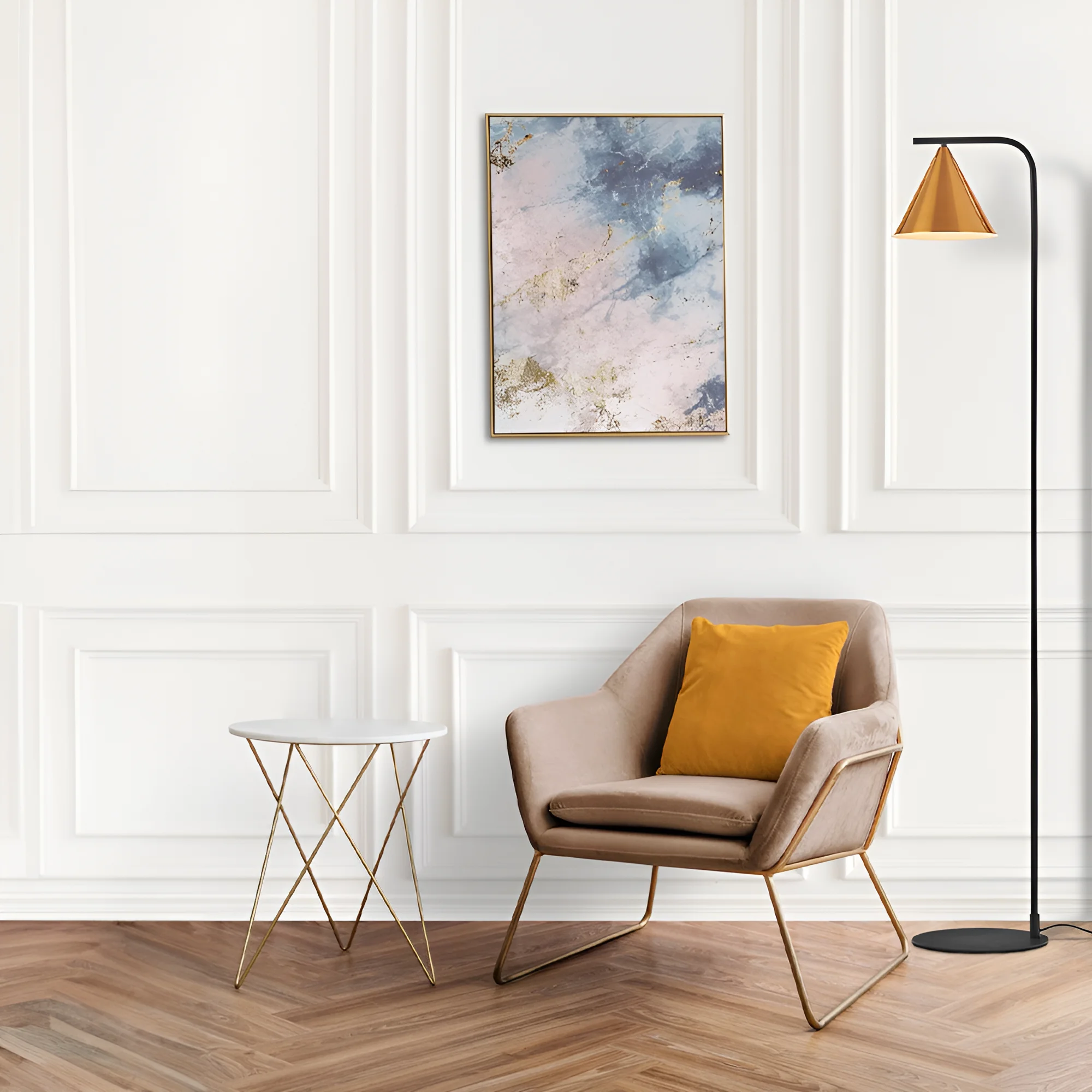 Podna lampa zlatni konus na luku Zlatna grlo E27 - Слика 2