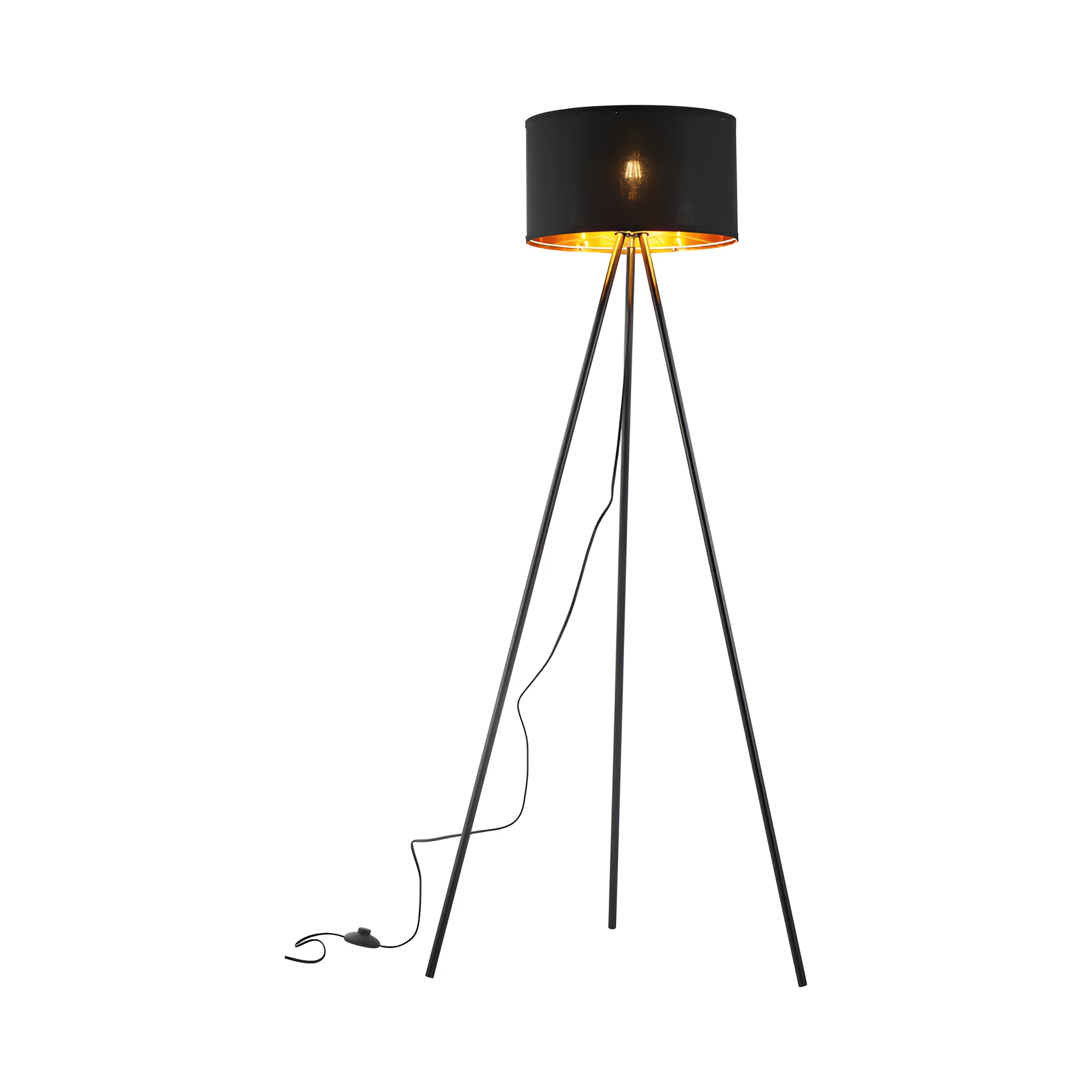 Podna lampa tronožni tekstilni abažur Crna grlo E27 - Слика 3