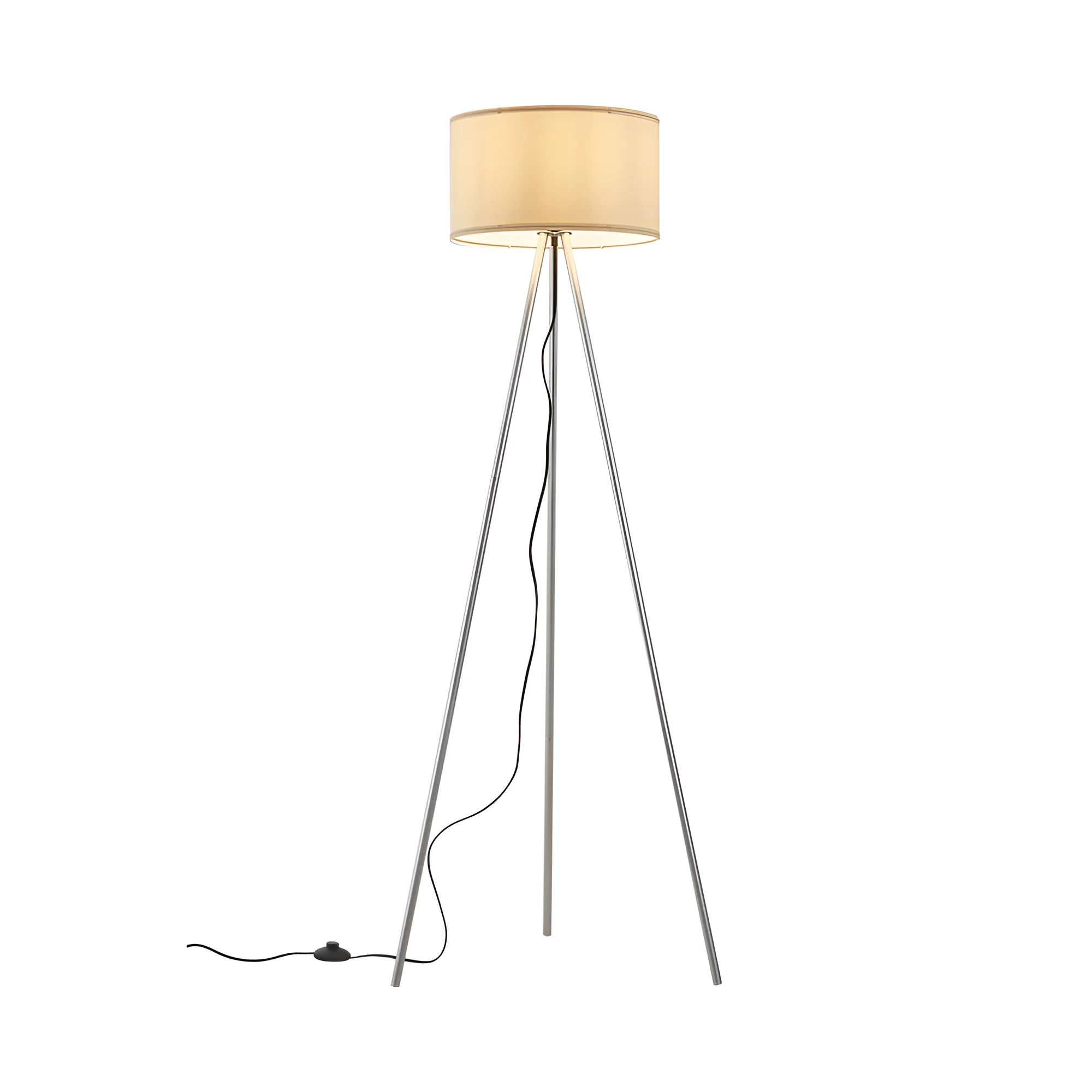 Podna lampa tronožni tekstilni abažur Siva grlo E27 - Слика 3