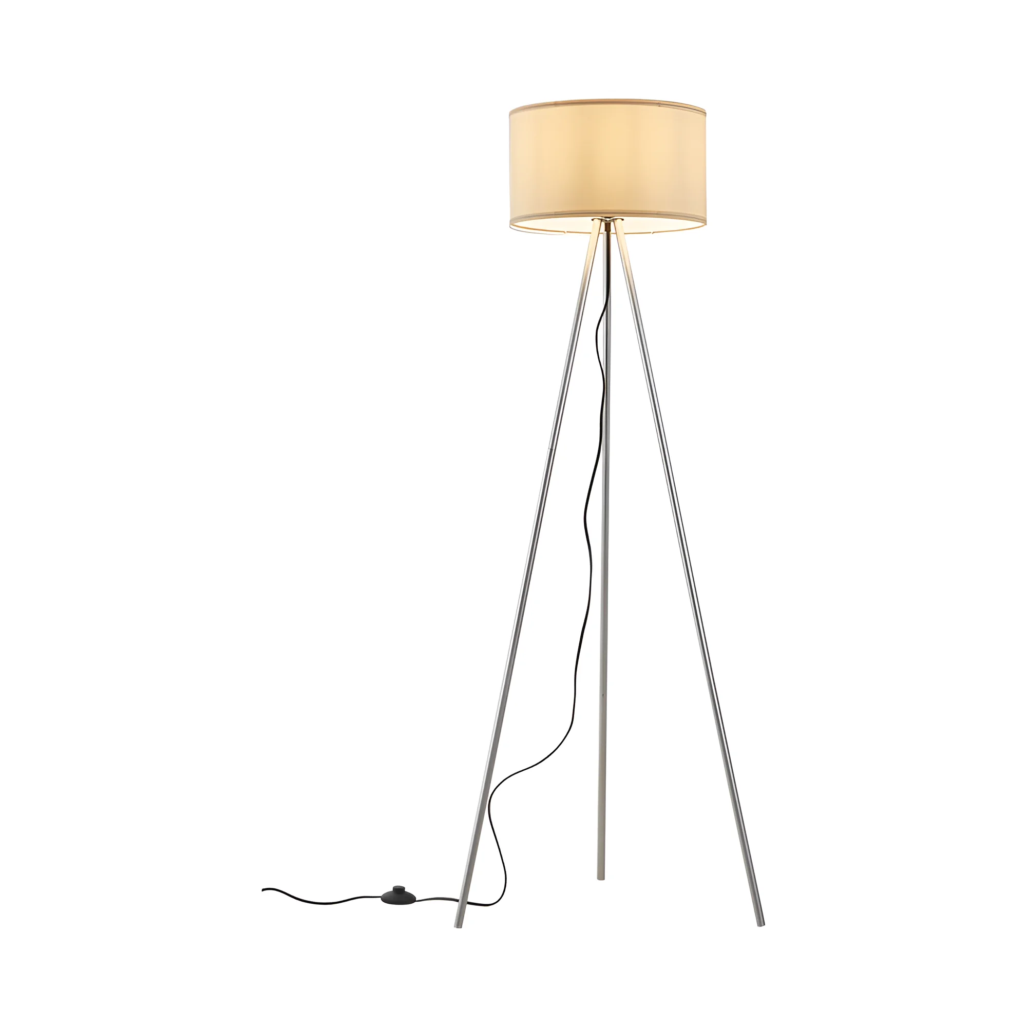 Podna lampa tronožni tekstilni abažur Bež grlo E27 - Слика 3