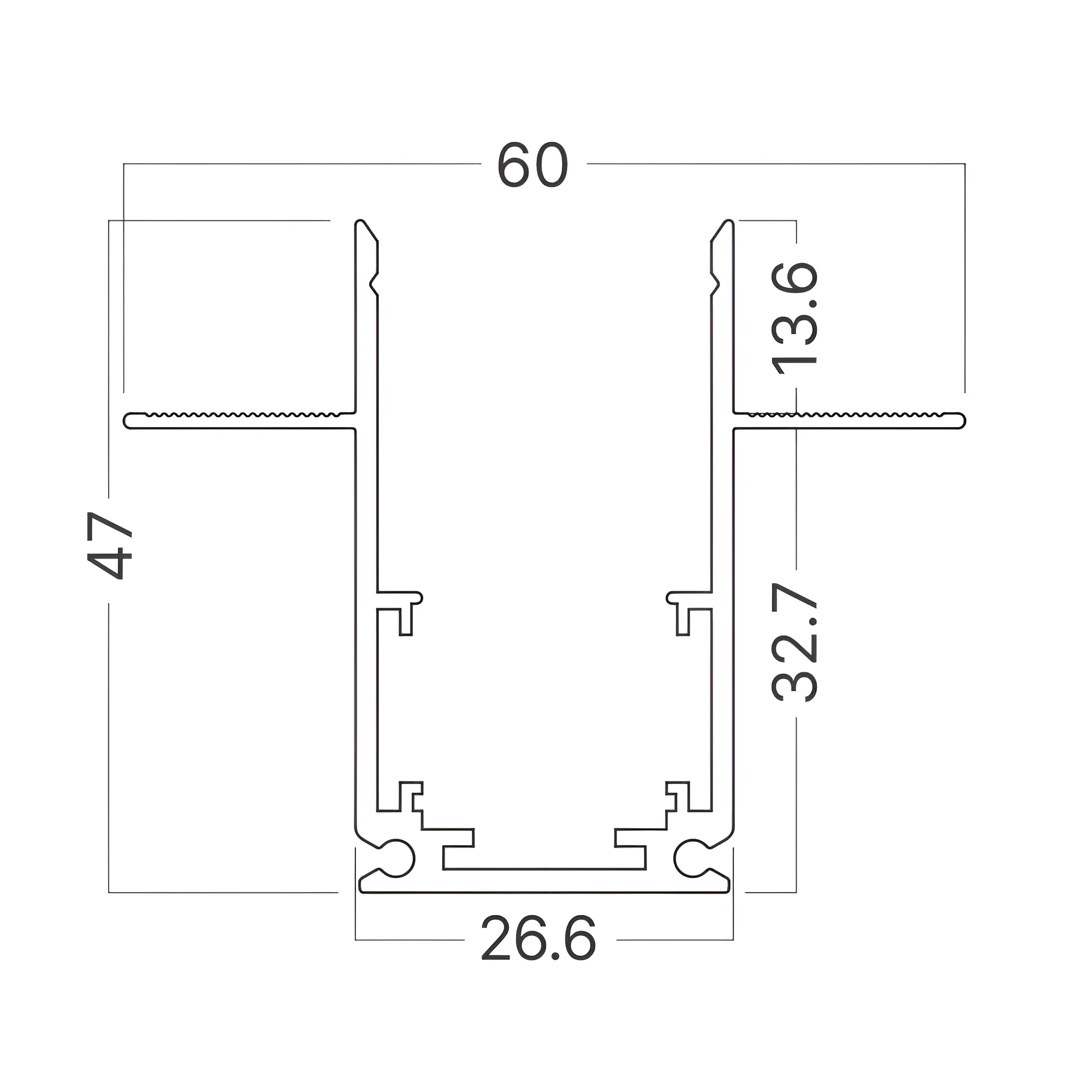 Magnetna sina ugradna 1 m 60 mm profil crna - Слика 3
