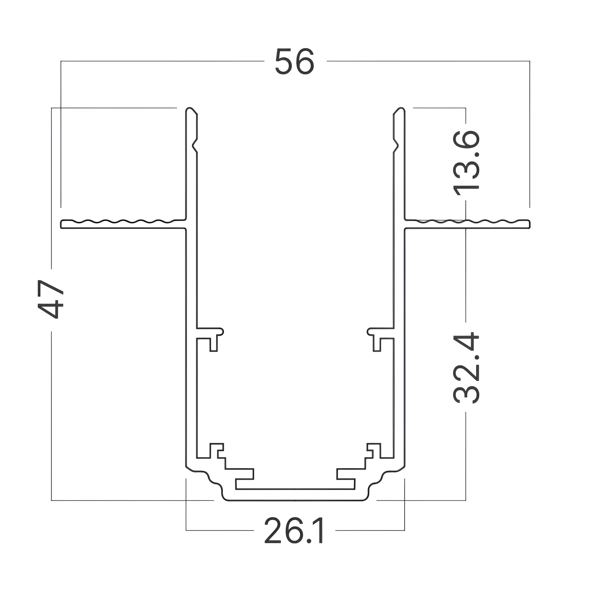 Magnetna sina ugradna 3 m 56 mm profil crna - Слика 3