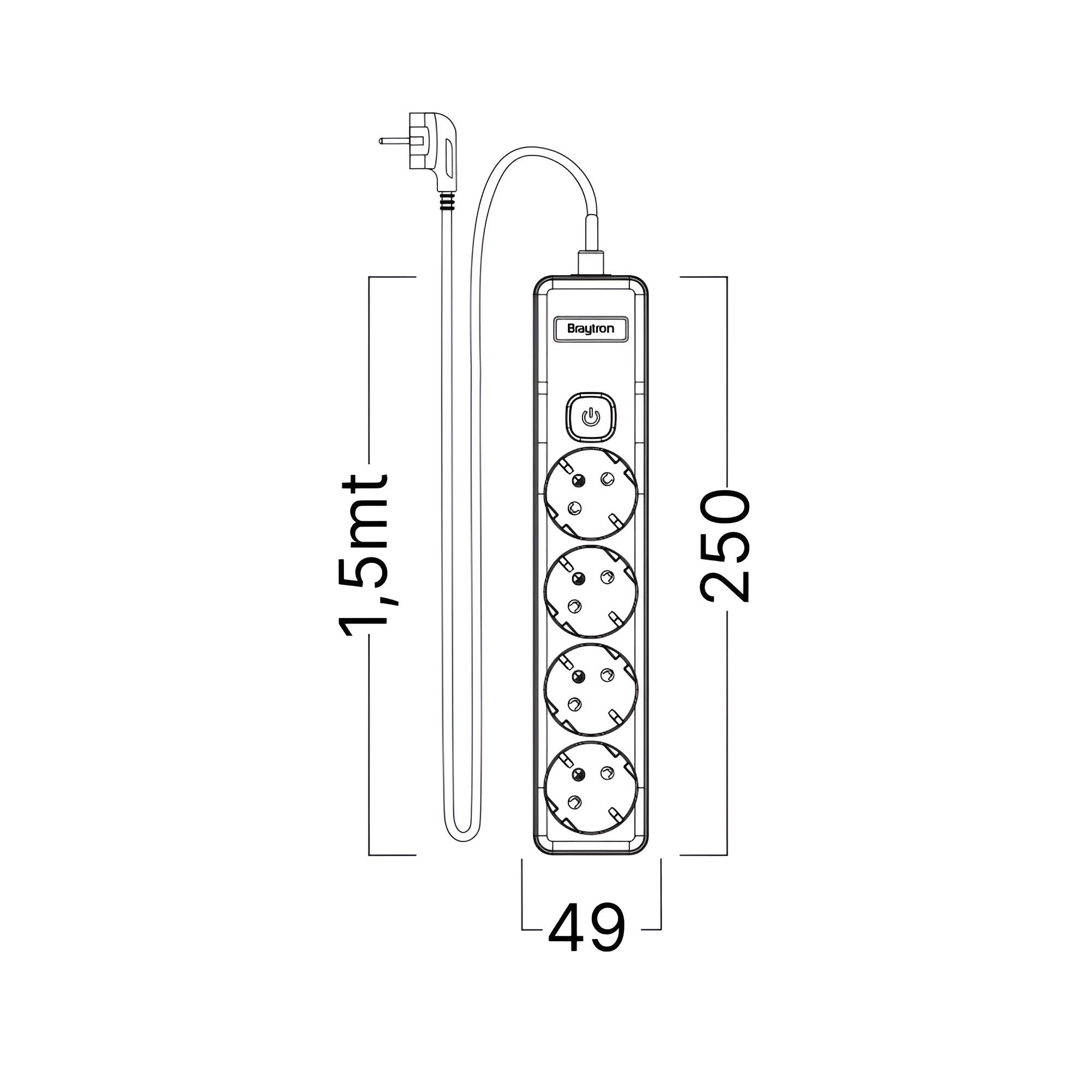 Produzni kabl 4-WAY EU sa prekidacem 1.5m XLine - Слика 7