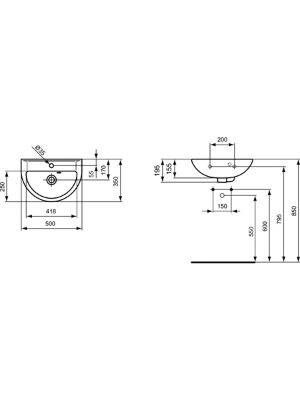Umivaonik 500x350mm Ecco